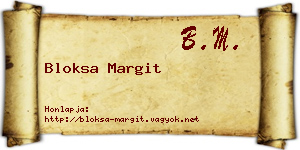 Bloksa Margit névjegykártya